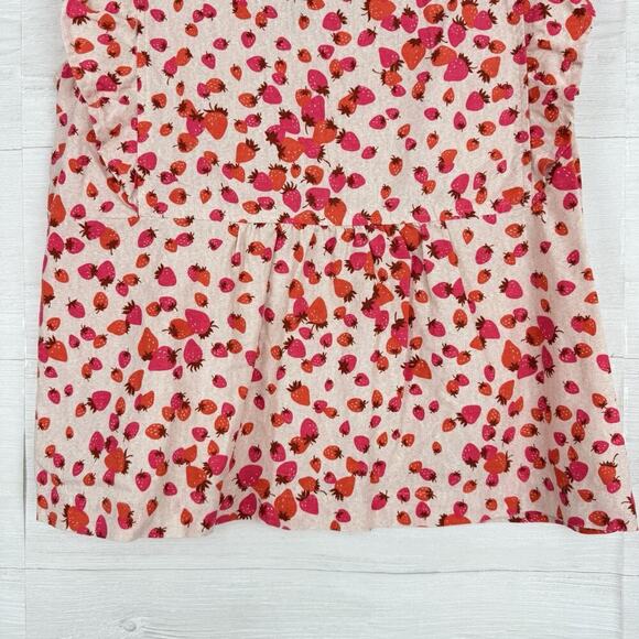 Ann Taylor Top M Berry Bunches Linen Blend Square Neck Smocked Flutter Sleeves - Picture 3 of 11